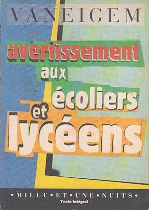 Avertissement aux écoliers et lycéens