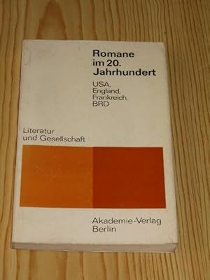 Bild des Verkufers fr Romane im 20. Jahrhundert - USA, England, Frankreich, BRD, zum Verkauf von Versandantiquariat Hbald