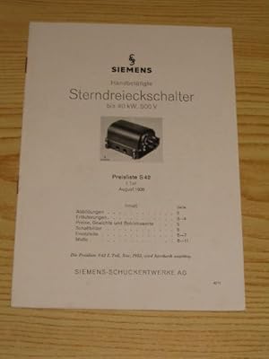 Imagen del vendedor de Siemens Sterndreieckschalter bis 40 kW, 500 V, a la venta por Versandantiquariat Hbald