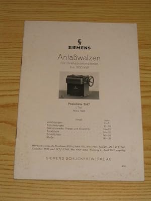 Imagen del vendedor de Siemens Anlawalzen fr Drehstrommotoren bis 1100 kW, a la venta por Versandantiquariat Hbald