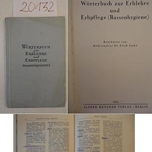 Seller image for Wrterbuch zur Erblehre und Erbpflege (Rassenpflege), bearbeitet von Medizialrat Dr. Erich Jeske for sale by Galerie fr gegenstndliche Kunst