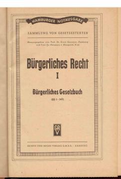 Seller image for Brgerliches Recht I: Brgerliches Gesetzbuch ( 1 - 363). Hamburger Notausgabe. for sale by Antiquariat Jterbook, Inh. H. Schulze