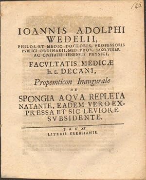 Propemticon inaugurale de spongia aqua repleta natante, eadem vero expressa et sic leviore subsid...