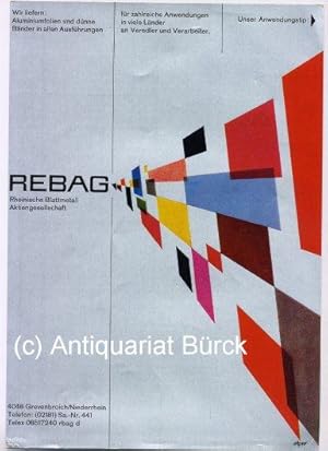REBAG - Rheinische Blattmetall Aktiengesellschaft. Farbiges Werbeblatt, auf aluminiertem Papier g...