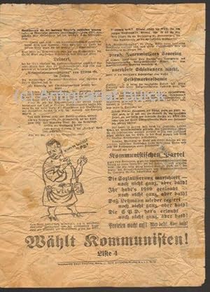 Flugblatt der KPD zu einer Wahl (ca. 1927/28 ?): "Ausgerechnet Mandate! Wähler erinnert euch". Ve...