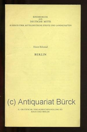 Bild des Verkufers fr Berlin. Sonderdruck aus: Deutsche Mitte. 18 Essays. zum Verkauf von Versandantiquariat Brck (VDA / ILAB)