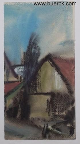 Ohne Titel (Haus am See). Original-Aquarell und Mischtechnik auf strukturiertem Karton. Montiert ...