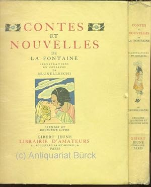 Contes et Nouvelles de La Fontaine. 5 Bücher in 2 Bänden. Illustrationen von Brunelleschi. [Text ...