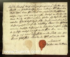 Halbseitige, eigenhändige Urkunde, datiert Breslau, den 20. November 1810, mit Lacksiegel und Unt...