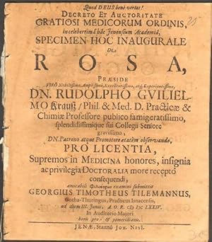 Inaugurale de Rosa . praeside R. W. Krauß . [Text Lateinisch].