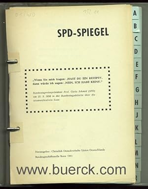 Bild des Verkufers fr SPD-Spiegel. Hrsg. Christlich Demokratische Union Deutschlands (!). zum Verkauf von Versandantiquariat Brck (VDA / ILAB)