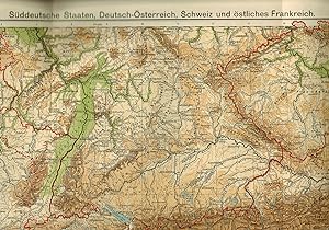 Seller image for Sddeutschland, Deutsch-sterreich, Schweiz und stliches Frankreich. Farbige, physikalische Landkarte 1 : 2.250.000 for sale by Paderbuch e.Kfm. Inh. Ralf R. Eichmann