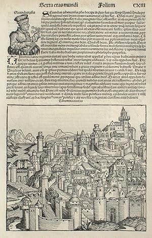 Tivoli, Italy in the Liber chronicarum- Nuremberg Chronicle, an individual page from the Chronicl...