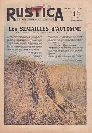 Image du vendeur pour Les semailles d'automne - Rustica, journal universel de la campagne n 41 - 12 octobre 1941 mis en vente par Pare Yannick