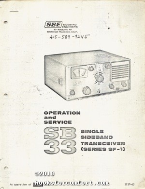 Seller image for Operation and Service SB33 Single Sideband Transceiver for sale by booksforcomfort