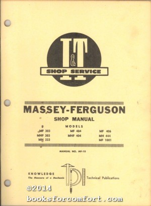 Seller image for Massey-Ferguson Shop Manual No MF-10 for sale by booksforcomfort