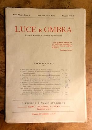 Luce e Ombra. Rivista mensile di Scienze Spiritualiste. Fascicolo 5, maggio 1931 - IX