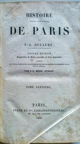 Seller image for Histoire physique, civile et morale de Paris-Tome septime for sale by Librairie l'Aspidistra
