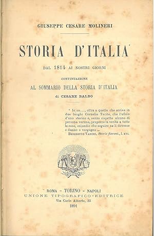 Storia d'Italia dal 1814 ai nostri giorni (continuazione al Sommario della storia d'Italia di Ces...