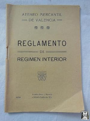 Imagen del vendedor de REGLAMENTO DE RGIMEN INTERIOR DEL ATENEO MERCANTIL DE VALENCIA. a la venta por Librera Maestro Gozalbo