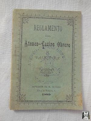 Seller image for REGLAMENTO DEL ATENEO - CASINO OBRERO DE VALENCIA. for sale by Librera Maestro Gozalbo