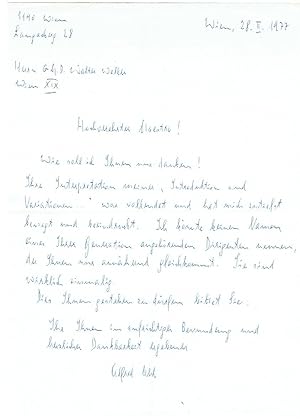 Bild des Verkufers fr Eigenh. Brief m. U. zum Verkauf von Kotte Autographs GmbH
