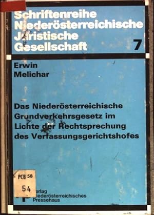 Bild des Verkufers fr Das Niedersterreichische Grundverkehrsgesetz im Lichte der Rechtsprechung des Verfassungsgerichtshofes Schriftenreihe Niedersterreichische Juristische Gesellschaft; 7 zum Verkauf von books4less (Versandantiquariat Petra Gros GmbH & Co. KG)