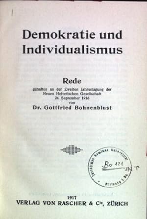 Bild des Verkufers fr Demokratie und Individualismus: Rede zum Verkauf von books4less (Versandantiquariat Petra Gros GmbH & Co. KG)