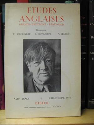 Seller image for Etudes Anglaises: XXIVe Annee, No. 3, Juillet-Sept. 1971 for sale by PsychoBabel & Skoob Books