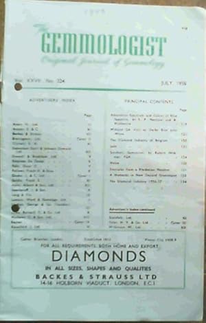 Bild des Verkufers fr The Gemmologist : Original Journal of Gemmology - July 1958 Vol XXVII No 324 zum Verkauf von Chapter 1