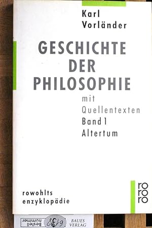 Seller image for Geschichte der Philosophie. Band 1. Altertum Herausgegeben vonHerbert Schndelbach. Mit Quellentexten for sale by Baues Verlag Rainer Baues 