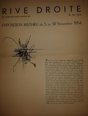 Exposition Mathieu du 5 au 30 novembre 1954 : [catalogue de l'exposition G. Mathieu, galerie Rive...