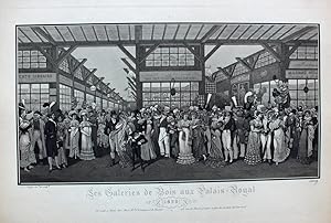 Bild des Verk�ufers f�r "Les Galeries de Bois aux Palais-Royal 1820" originale Aquatinta-Radierung ca.30x56cm (Darstellung/image size) von SAHIB alias Louis E. Lesage auf B�tten-Karton (45x62cm) zum Verkauf von Kunsthandel & Antiquariat Magister Ru�