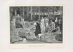 Bild des Verk�ufers f�r "Inter Artes et Naturam. Dekorationen der Sorbonne" originaler Holzstich �ber Tonplatte ca.19x26cm (Darstellung/Image size) nach Puvis de Chavannes auf Kunstdruck-Karton (28x38cm) zum Verkauf von Kunsthandel & Antiquariat Magister Ru�