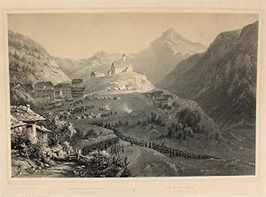 Immagine del venditore per "Der Aufbruch vom Lager bei Wasen den 17. August 1861" originale Kreide-Lithographie �ber Tonplatte ca.27x40cm (Darstellung/image size) auf Karton (32x45cm) von Julius Adam nach einer Zeichnung von Eugen Adam; venduto da Kunsthandel & Antiquariat Magister Ru�