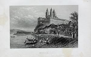 Immagine del venditore per "Moelk" originaler Stahlstich ca.10x16cm (Darstellung/image size) von Hinchliff nach Alt auf B�tten-Papier (14x22cm) unterhalb der Darstellung typographisch betitelt und betitelt; aus: "Eduard Duller Die Donaul�nder" Leipzig 1838-40 venduto da Kunsthandel & Antiquariat Magister Ru�