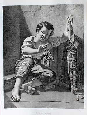 Immagine del venditore per "Les Cerises" originale Lithographie ca.26x20cm (Darstellung/image size) von und nach Langlois auf festem B�tten-Papier (29x22cm) unterhalb der Darstellung typographisch betitelt und bezeichnet; Gruaz Genf um 1830 venduto da Kunsthandel & Antiquariat Magister Ru�