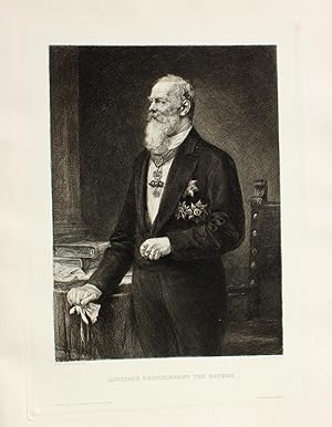 Bild des Verk�ufers f�r "Luitpold, Prinzregent von Bayern" originale Radierung ca.26x19cm (Darstellung/Image size) von Wilhelm Hecht (1843 in Ansbach - 1920 in Linz) nach Kaulbach auf Japan (31x22cm) auf B�tten-Karton (38x28cm) aufgewalzt zum Verkauf von Kunsthandel & Antiquariat Magister Ru�