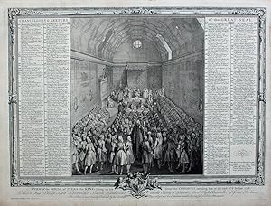 Bild des Verkufers fr "A View of the House of Peers, the King sitting on his Throne, the Commons attending him at the end of ye Session 1741/2. To the Rt. Hon.ble Philip Lord Hardwicke, Baron Hardwicke in the County of Gloucester, Lord High Chancellor of Great Britain. zum Verkauf von Kunsthandel & Antiquariat Magister Ru