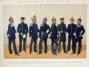 "Königreich Preußen - Militär-Beamte, Civil-Beamte" originale Chromo-Lithographie ca.18x28cm (Da...