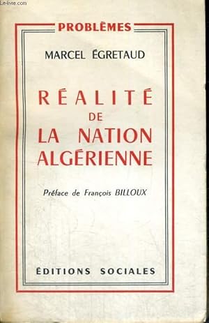 Bild des Verkufers fr REALITE DE LA NATION ALGERIENNE zum Verkauf von Le-Livre