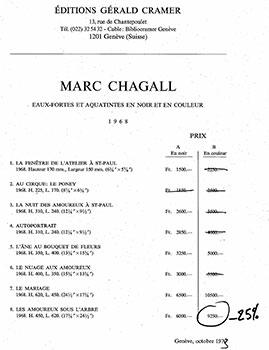 Marc Chagall. Eaux-fortes et Aquatintes en Noir en en Couleurs.