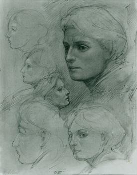 Seller image for Photograph of Emerson Adams drawing of six women's faces, 1987, Graphite on paper. for sale by Wittenborn Art Books