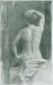 Seller image for Photograph of work by Emerson Adams, nude woman's back, 1986, Graphite on paper. for sale by Wittenborn Art Books