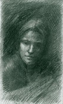 Seller image for Photograph of work by Emerson Adams, drawing of a woman's face, 1985, Graphite on paper. for sale by Wittenborn Art Books