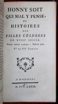 HONNY SOIT QUI MAL Y PENSE, ou HISTOIRES DES FILLES CÉLÈBRES DU XVIIIe SIÈCLE.