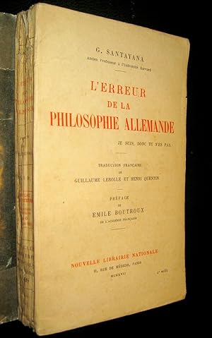 Imagen del vendedor de L'erreur de la philosophie allemande. a la venta por Le Chemin des philosophes