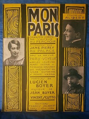 Seller image for 1925 . GRANDE PARTITION ILLUSTRE 27 x 35 cm " MON PARIS de la REVUE PARIS - VOYEUR" . . 4 pages . for sale by LA FRANCE GALANTE
