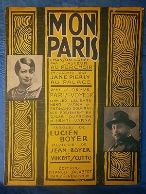 Seller image for 1925 . GRANDE PARTITION ILLUSTRE 27 x 35 cm " MON PARIS de la REVUE PARIS - VOYEUR" . . 4 pages . for sale by LA FRANCE GALANTE