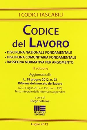 Immagine del venditore per Codice Lavoro 2012 Tascabile venduto da Libro Co. Italia Srl